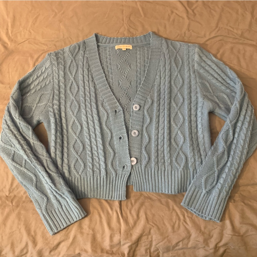 *SET* BLUE WOVEN CARDIGAN AND TOP
